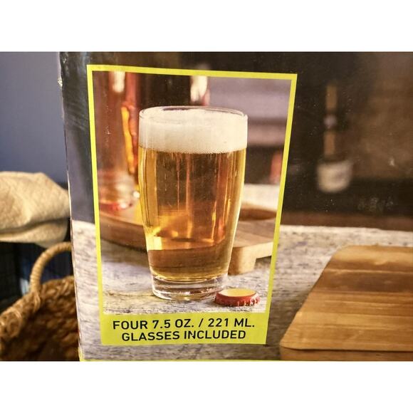 5-Piece Brown Craft Beer Flight Board Sampling Set, Tasting Glasses Serving Tray - Picture 2 of 6